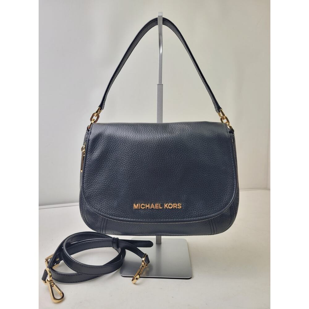 Michael Kors Bedford Medium Convertible Flap Shoulder Bag Pebbled Leather